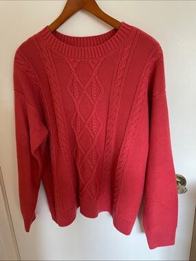 Joe Fresh Coral Cable Crewneck Sweater